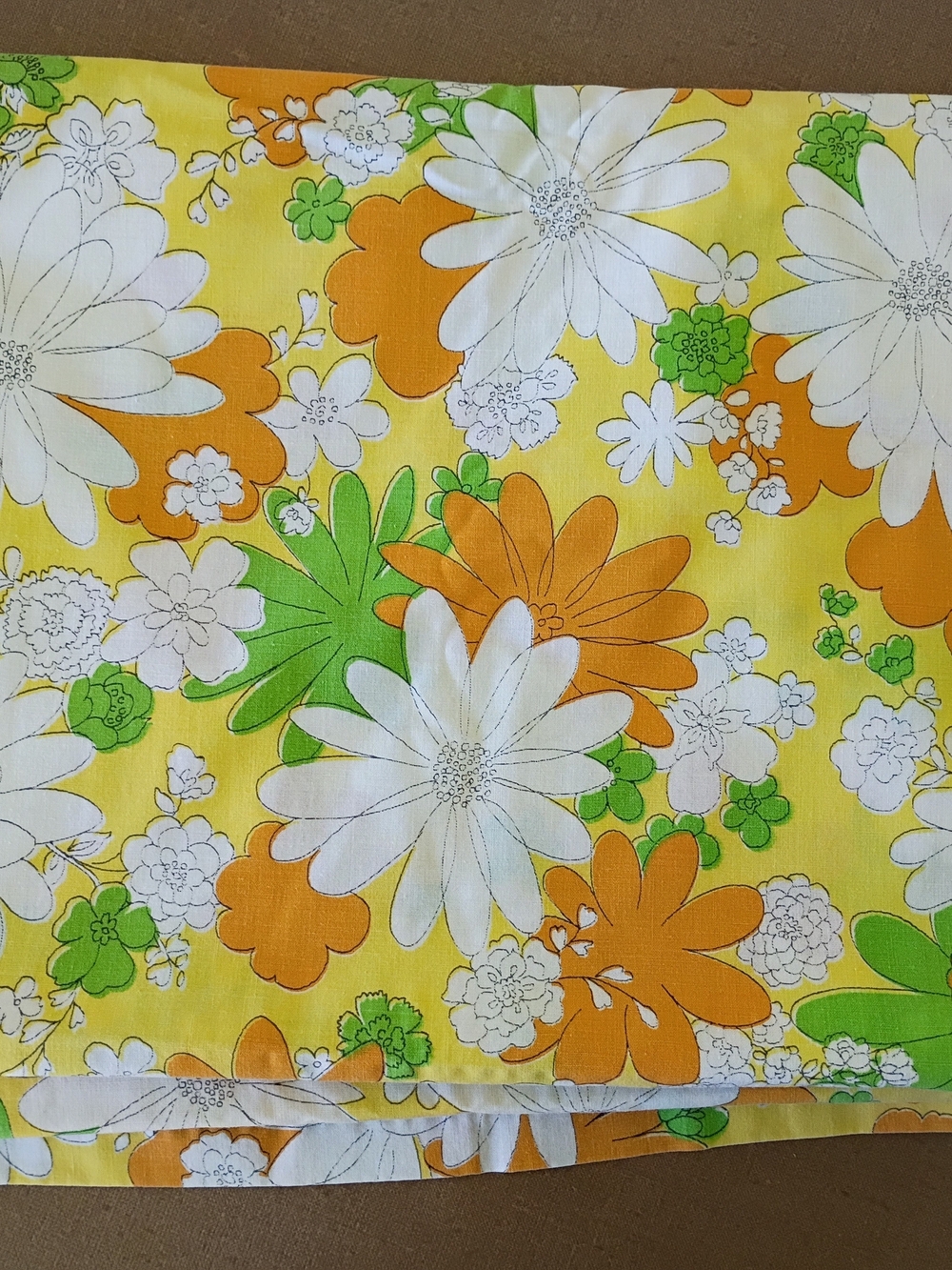 Vtg Cannon Monticello Floral Mod Retro Daisy Full Flat Sheet Cotton Poly 70s